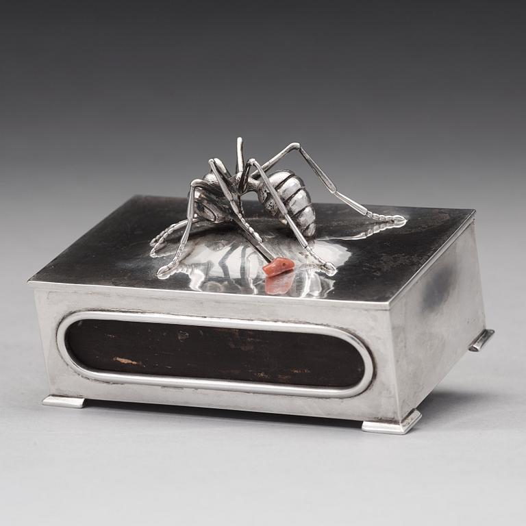 Kay Bojesen, A Kay Boyesen 830/1000 silver matchbox case, Copenhagen, Swedish import marks 1918.