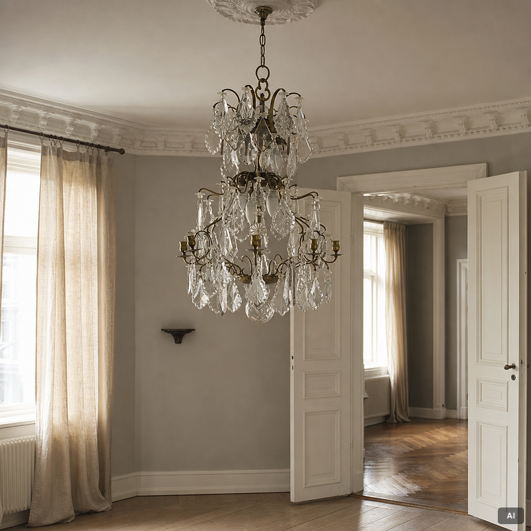 Chandelier, Rococo style, circa 1900.