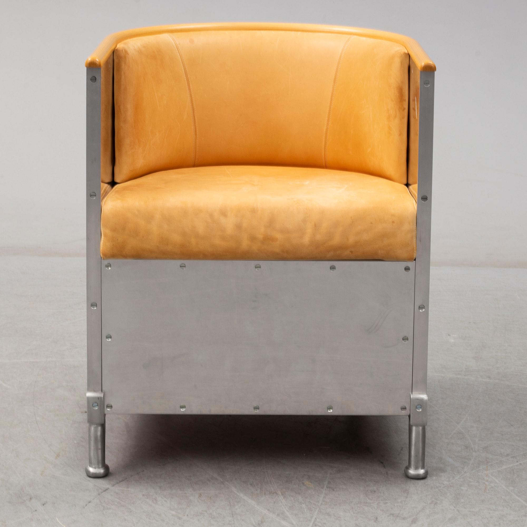MATS THESELIUS, fåtölj, "Aluminium", Källemo, formgiven 1990.