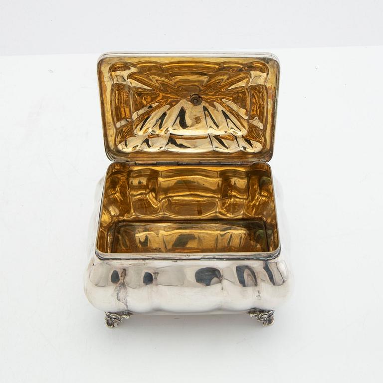 Sugar box Rococo style silver 20th century.
