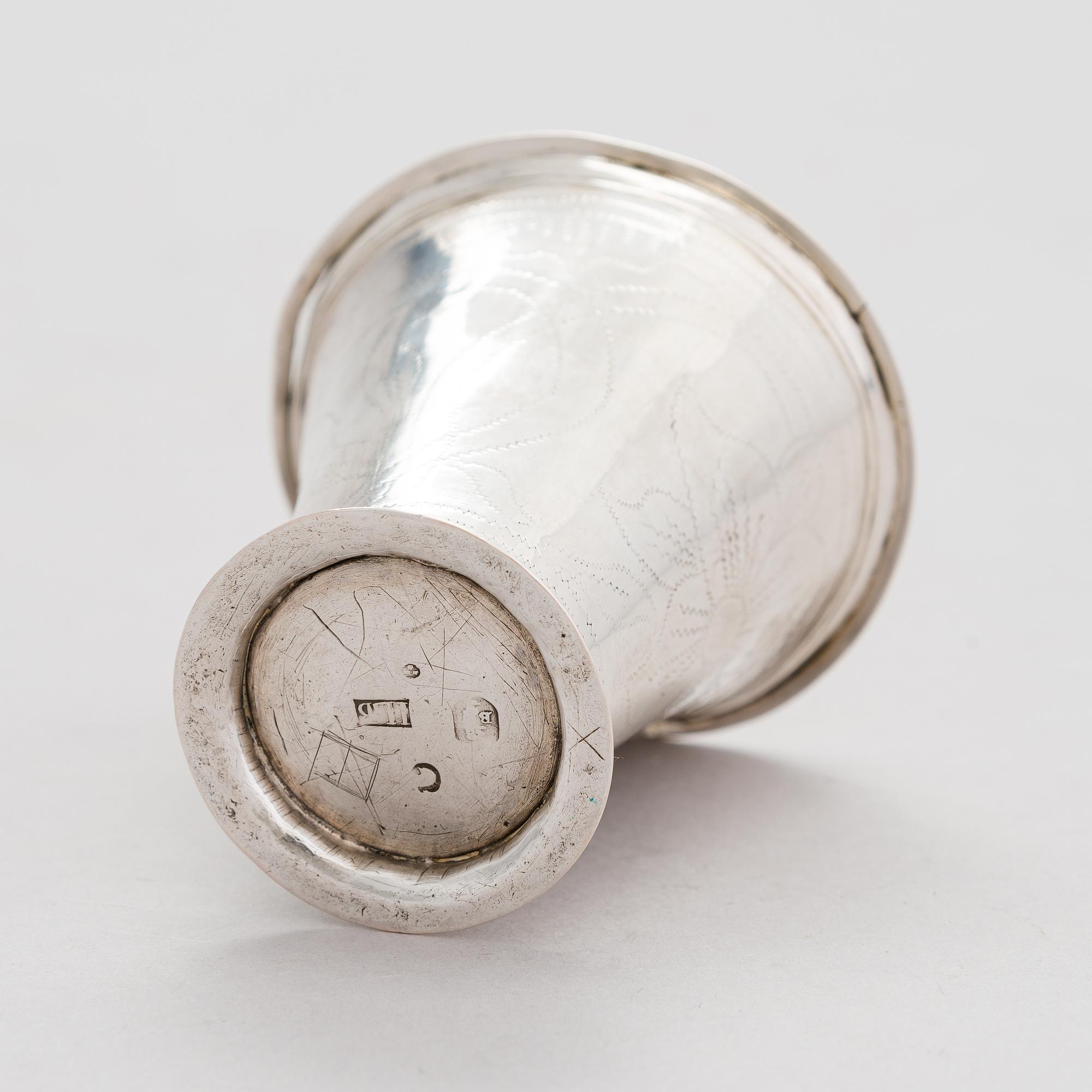 A Finnish 18th-century silver beaker, maker's mark of Jonas Langberg, Pori 1765.