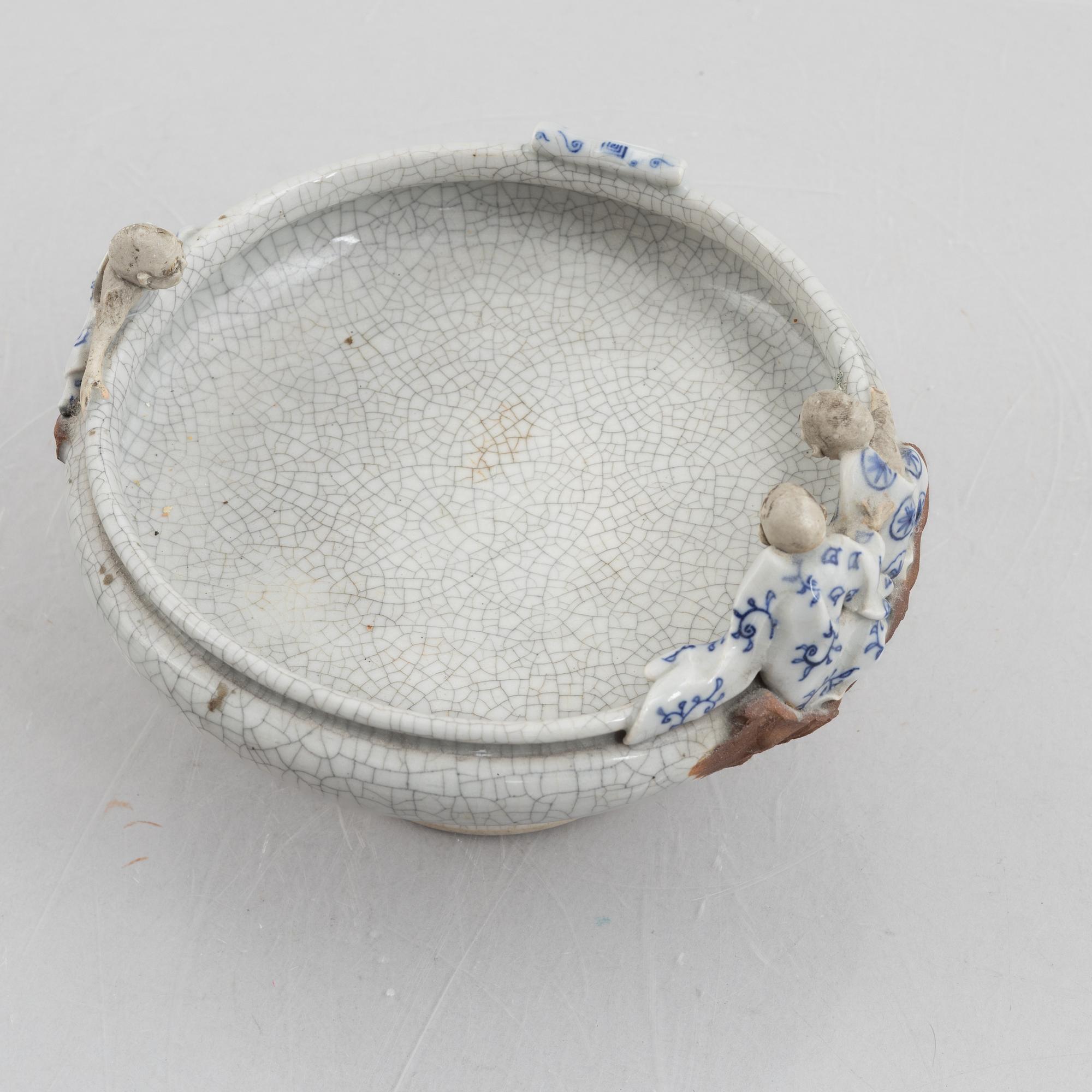 A Japanese sumida gawe ware stem bowl, signed Ishiguro Koko, early 20th century.