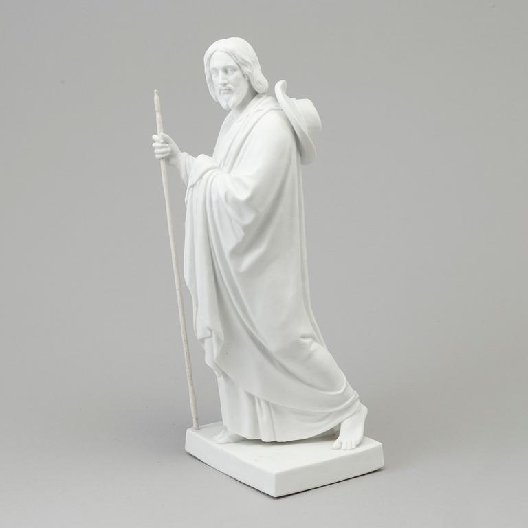 A bisquite sculpture of 'the apostle Jacob the elder' after Bertel Thorvaldsen, Bing & Gröndahl, Denmark, 20th Century.