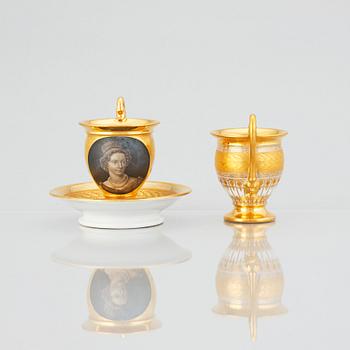 A Russian Empire coffee service, presumably by the Yusupov porcelain manufactory.