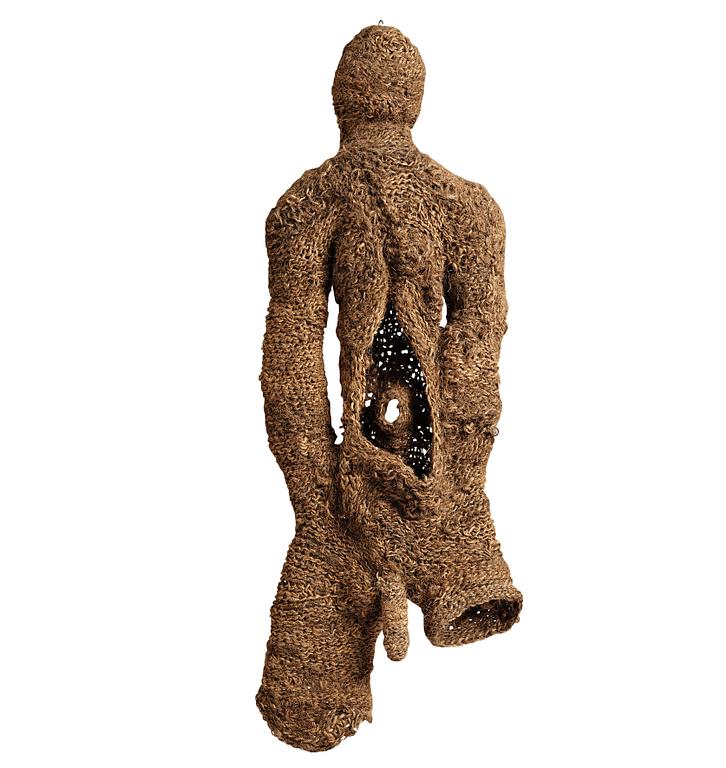 Ewa Pachucka, sculpture "The Open man", crocheted, ca 124 x 47 cm, signed Eva Jaroszyńska 1969.