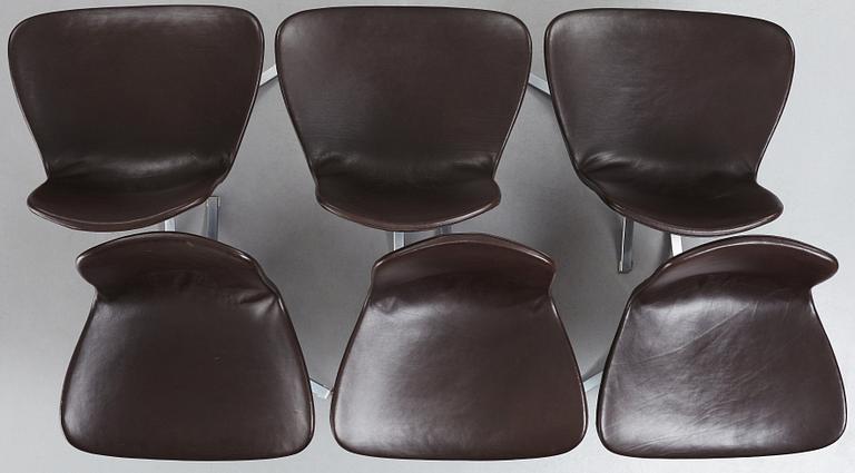 Poul Kjaerholm, a set of six "PK9" chairs, edition E Kold Christensen Denmark.