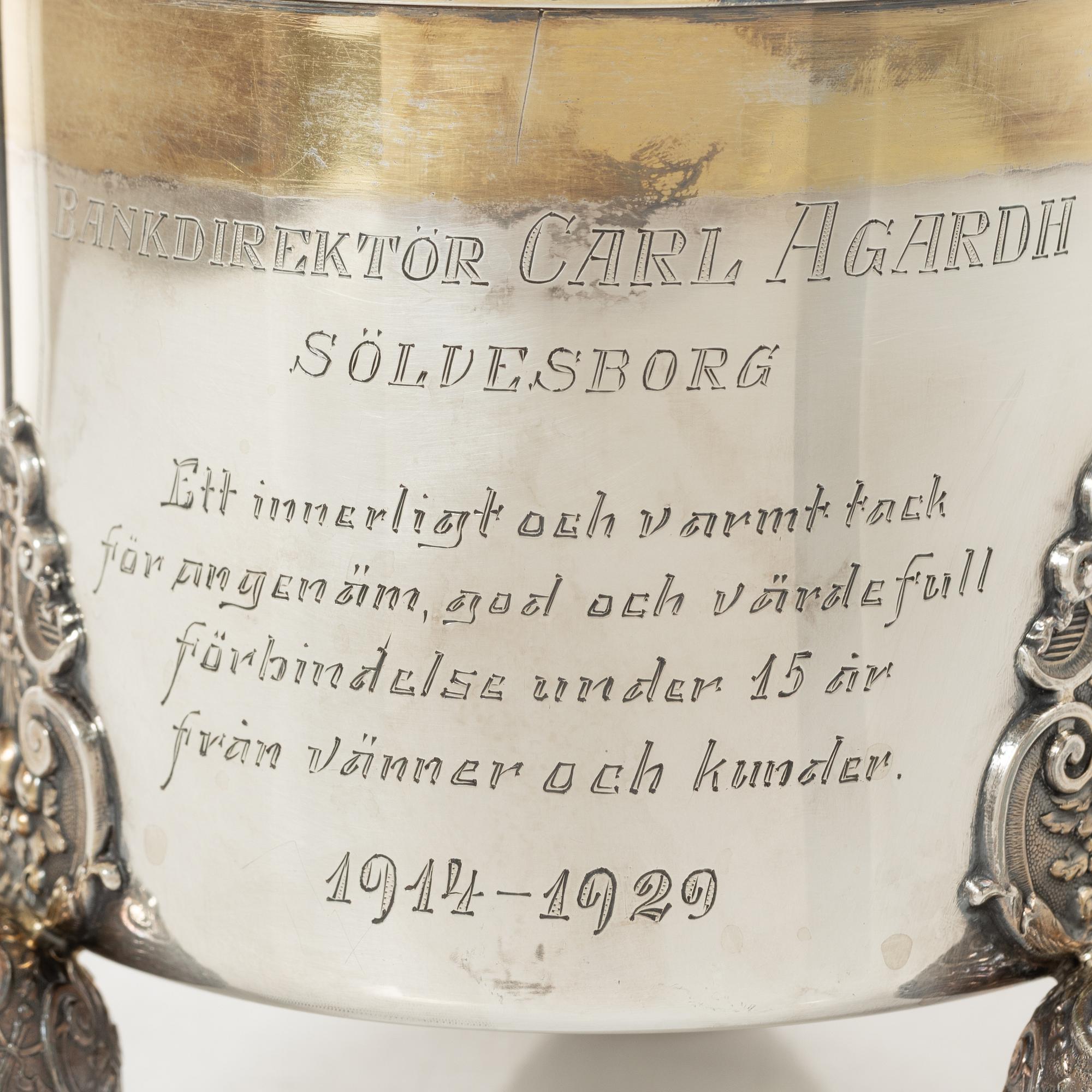 Dryckeskanna, silver, barockstil, GAB, Stockholm 1927.