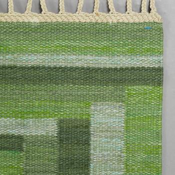 Barbro Nilsson, A CARPET, "Ostia grön", flat weave, ca 234,5 x 141,5 cm, signed AB MMF BN.
