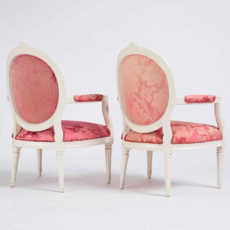 A pair of Gustavian armchairs by J Malmsten.