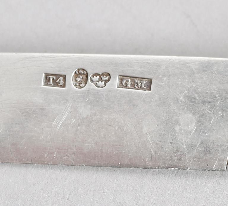 FRUKTKNIVAR, 8 st, silver, Gustaf Möllenborg, Stockholm 1849. Vikt ca 216 gram.