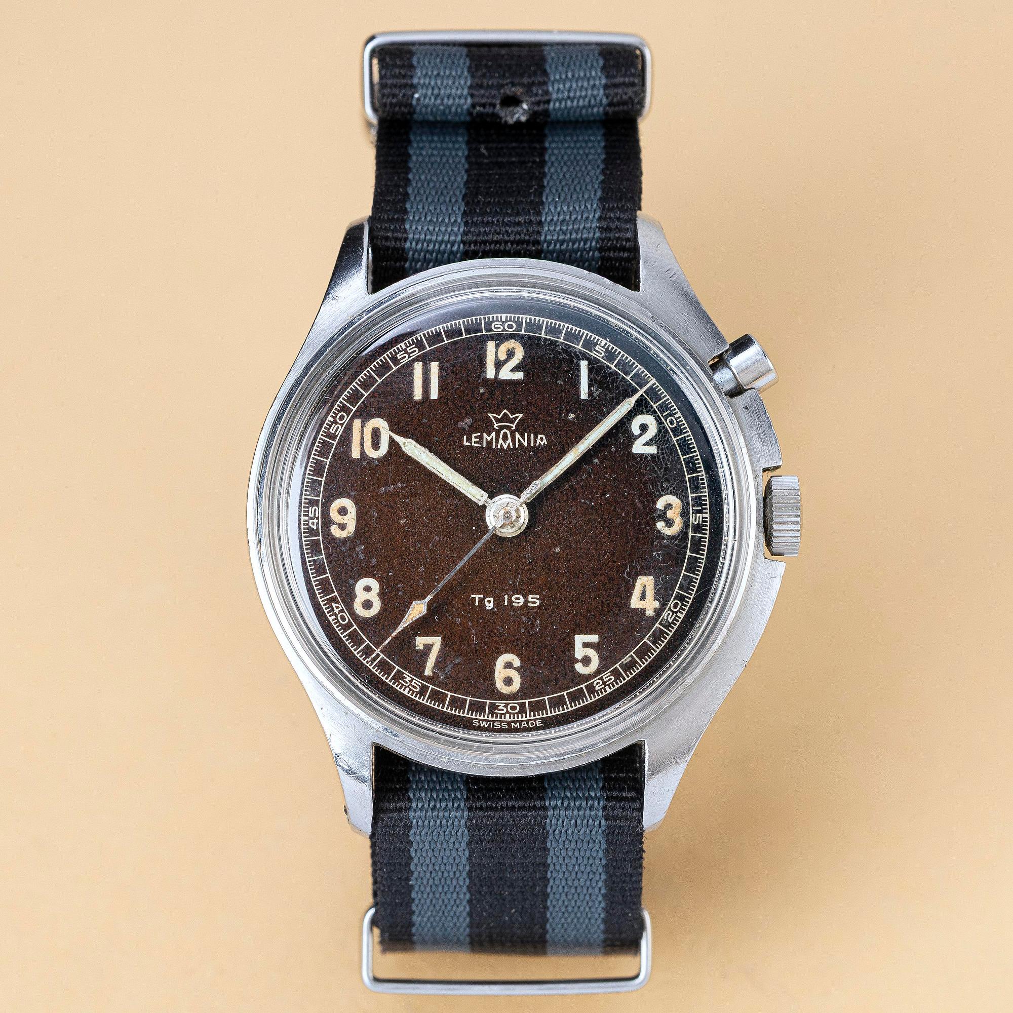 Lemania, Tg 195, "Tropical Dial", "Tre Kronor/Three crowns", ca 1954.