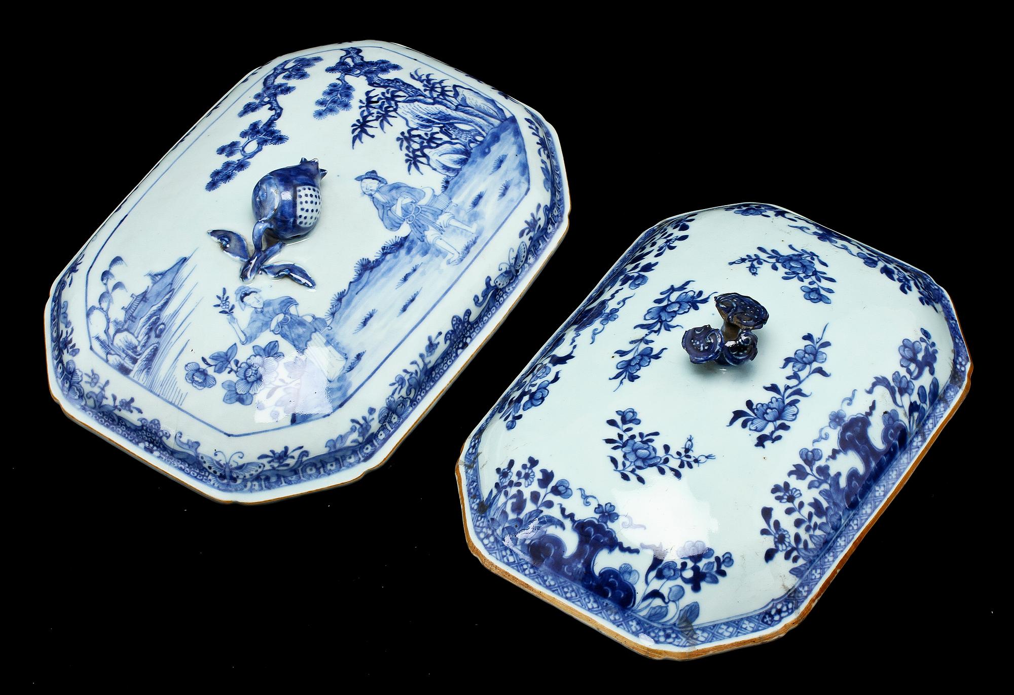 TERRINLOCK, 8 st, porslin, Kina, 1700/1800-tal.