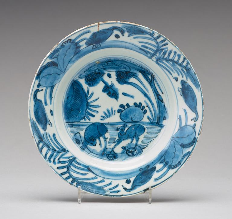 A set of six blue and white kraak dishes, Ming dynasty, Wanli (1572-1620).