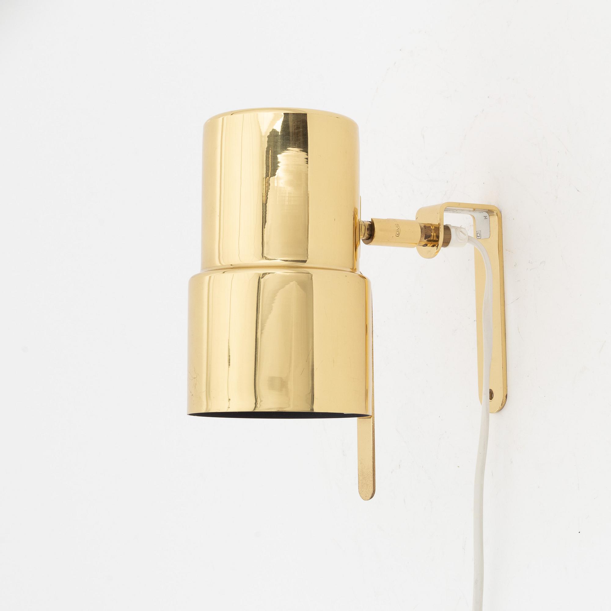 Hans-Agne Jakobsson, a V324 brass wall lamp, Markaryd,, second half of the 20th century.
