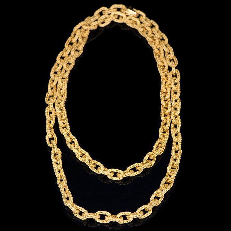 HALSSMYCKE och ARMBAND, 14-18K guld. Georg Jensen & Wendell, Danmark 1945-51.
