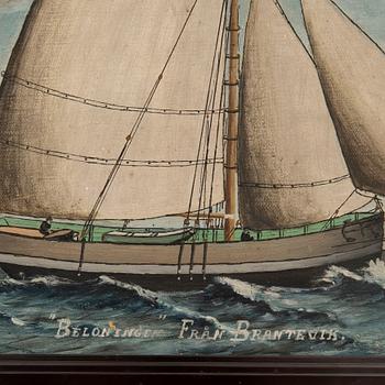 Unknown artist 20th century, "The ship Belöningen, Brantevik".