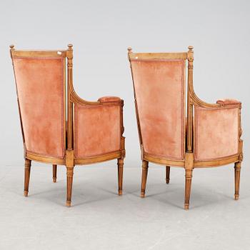 KARMSTOLAR, ett par, Louis XVI-stil, omkring sekelskiftet 1900.