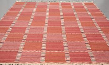 Barbro Nilsson, A CARPET, "Falurutan, röd Borås", flat weave, ca 264,5 x 200 cm, signed AB MMF BN.