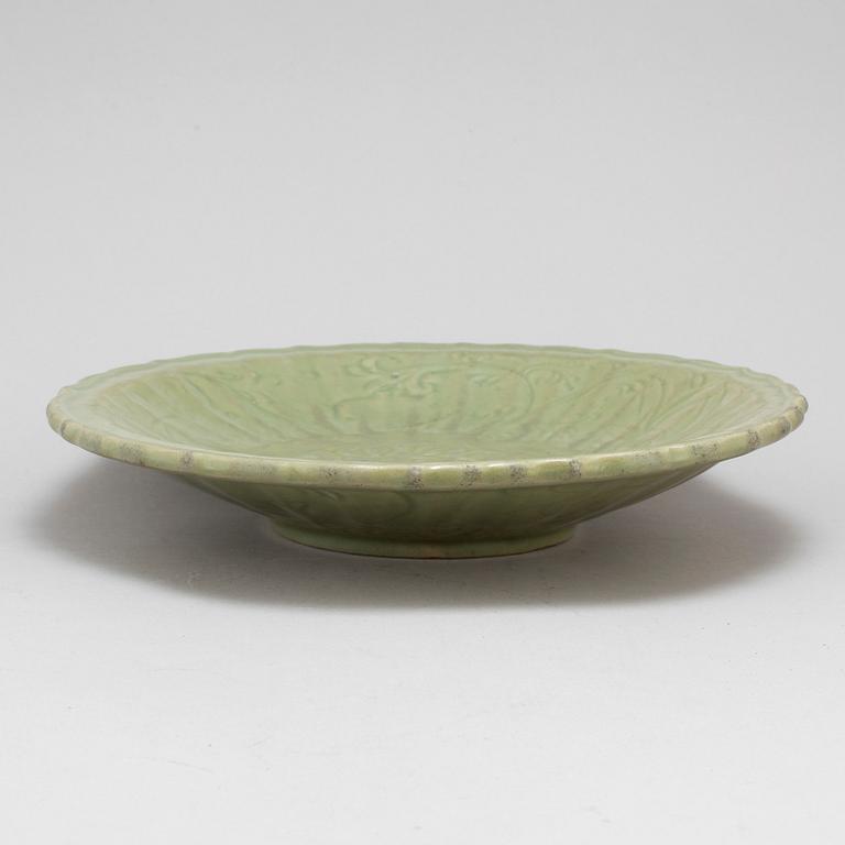 A celadon glazed dish, Ming dynasty (1368-1644).