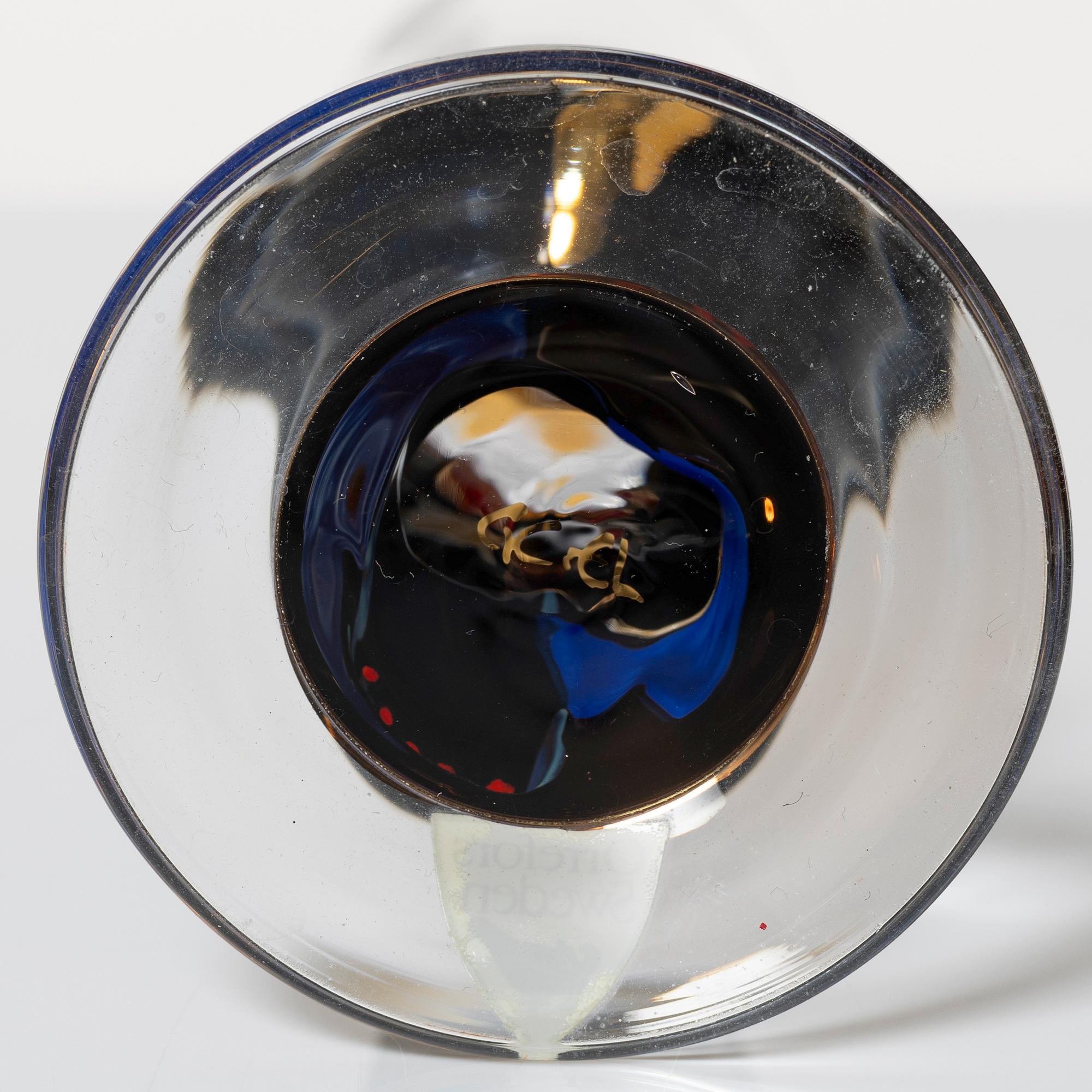 Gunnar Cyrén, snapsglas, 5 st, s.k. "djävulsglas", ur "Nobel" servisen, Orrefors.