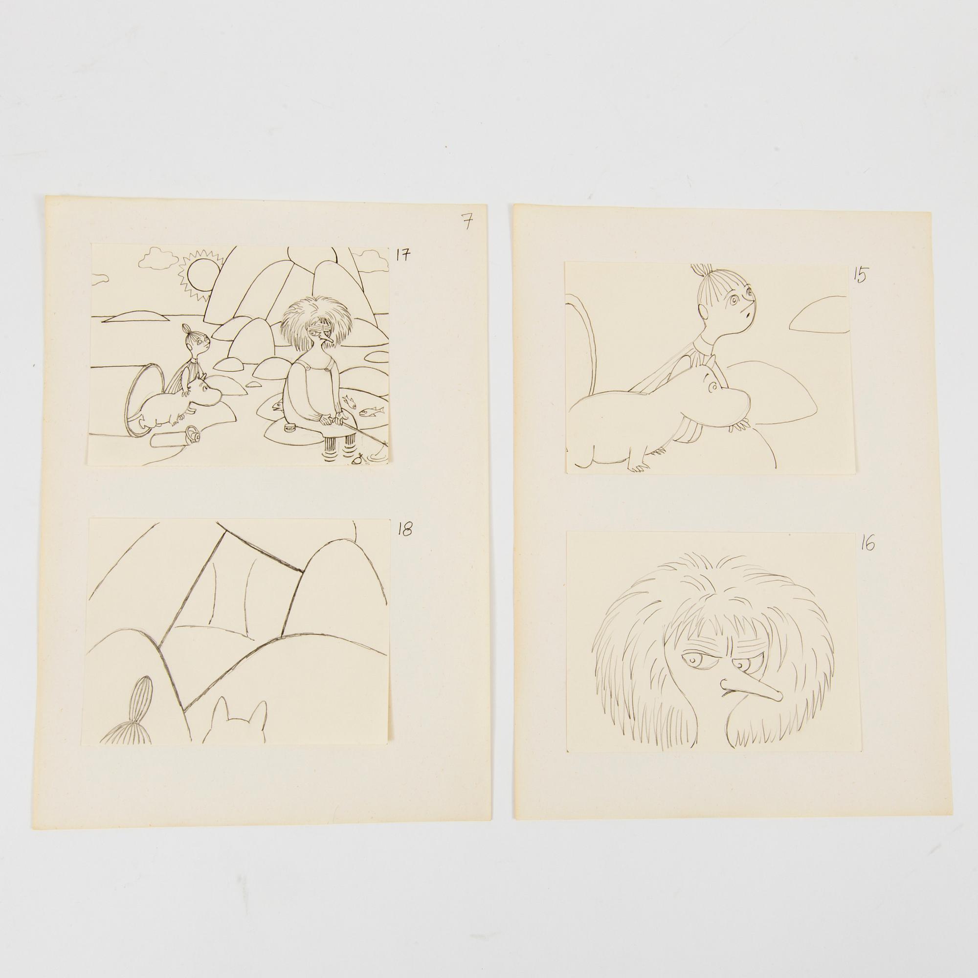 JAROMIR WESLEY, 49 pencil drawings "Mumintrollet: Hur gick det sen?", 1993. Not signed.