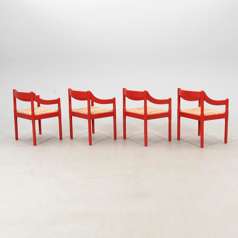 Vico Magistretti, four "Carimate" armchairs by Cassina, Italy, late 20th century.