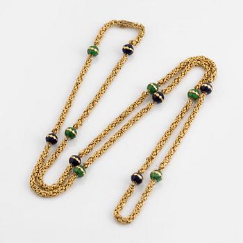 18K gold necklace with enamel.