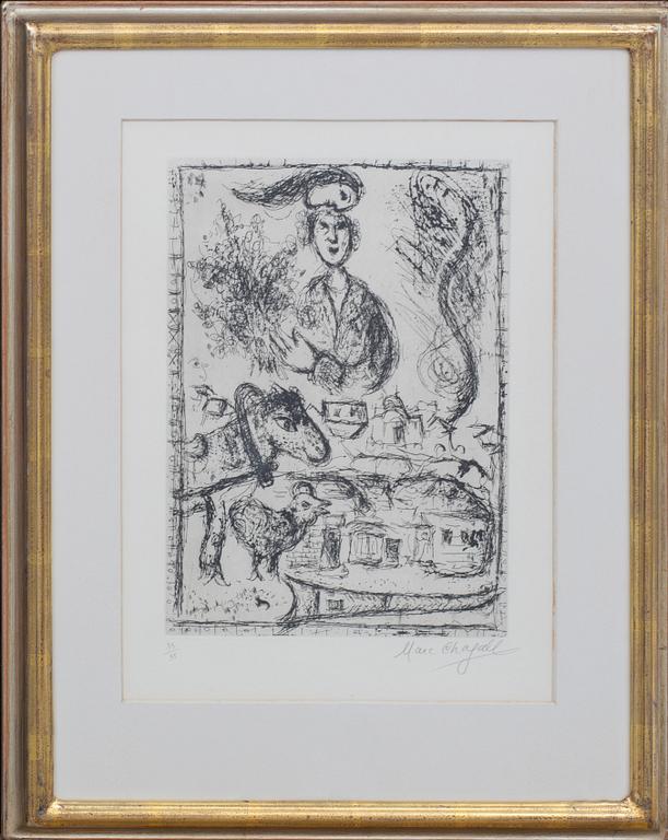 MARC CHAGALL, etching, "La village", signed and numbered 35/35,