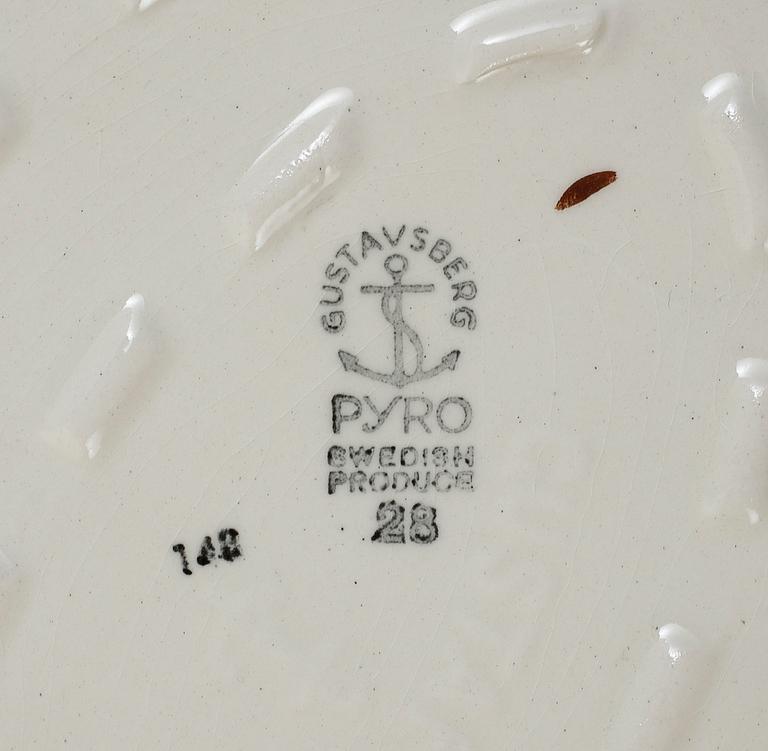 SERVISDELAR, 6 st, flintgods, Pyro Brun, Wilhelm Kåge, Gustavsberg, 1900-tal.