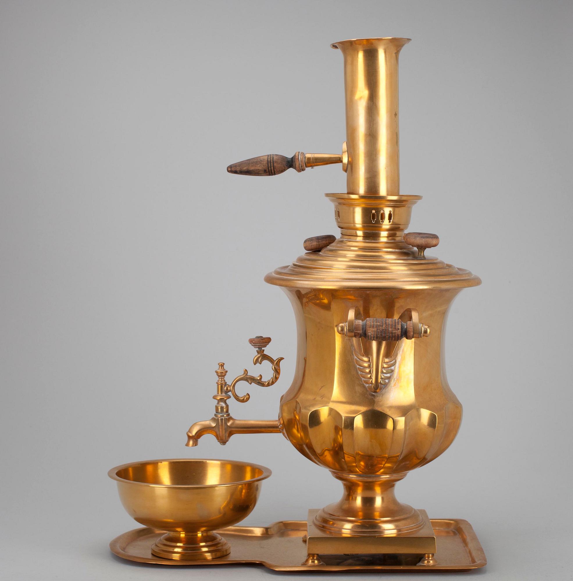 SAMOVAR, mässing, Nikolay Malikov, Tula, Ryssland 1800-tal.