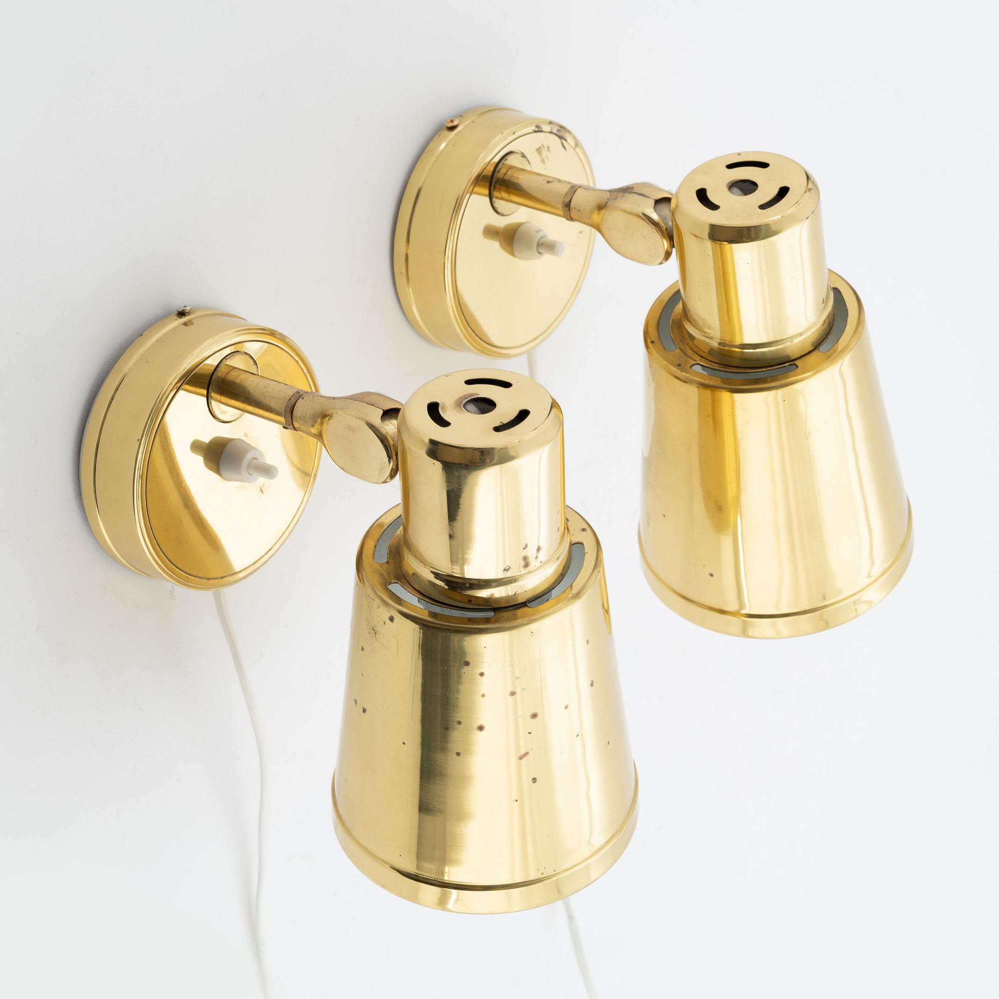 Vägglampor, ett par, Bröderna Johansson Autometall, Skellefteå, 1960-tal.