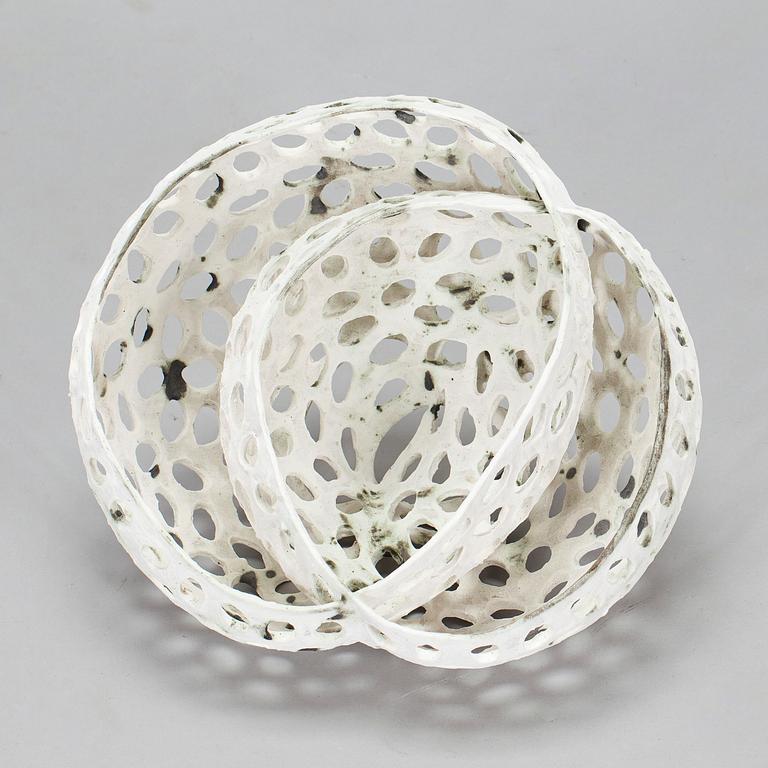 Kristina Riska, a ceramic 'Basket sculpture' signed KR 2009.