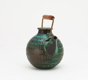 A Stig Lindberg stoneware teapot, Gustavsberg studio 1964.