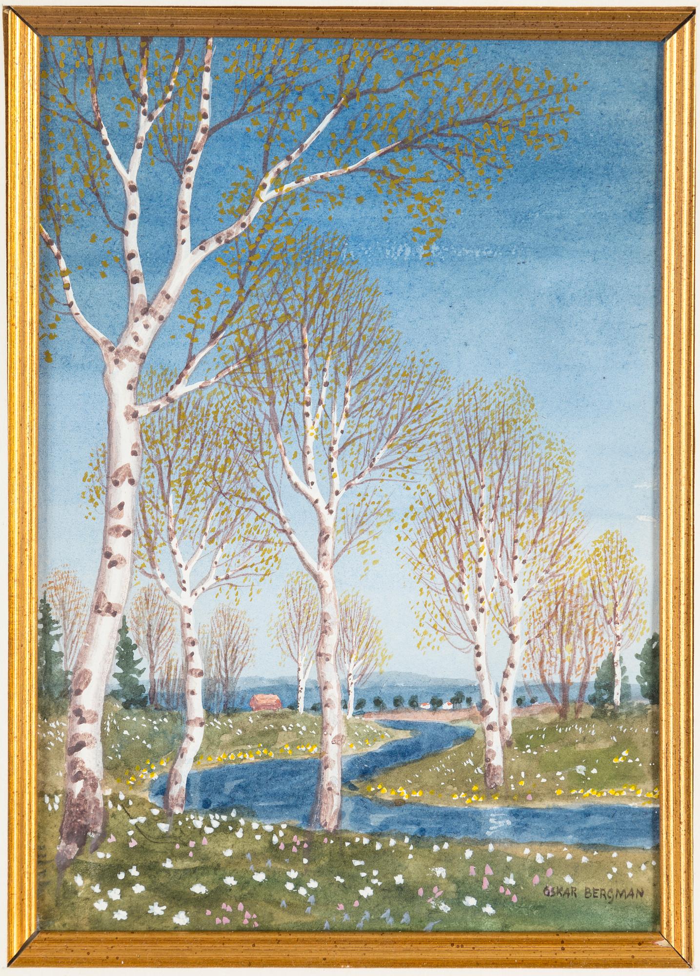 OSKAR BERGMAN, watercolour, signed.