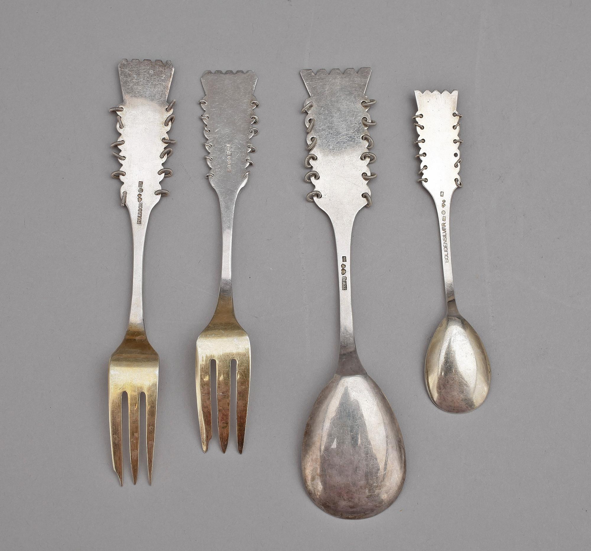 PARTI SILVER, 26 delar, bla Bolindersilver, Sverige, 1900-tal. Totalvikt 480 g.