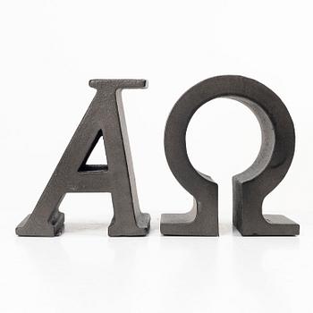 Josef Frank, Bookends, a pair, marked “Alfa & Omega”, Firma Svenskt Tenn.