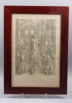 TUSCHLAVERING samt GRAVYRER, 3 delar 1700/1800-tal.