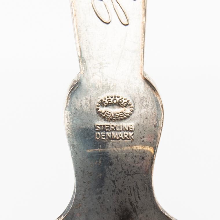 Georg Jensen, anniversary cutlery 6 dlr sterling silver and carnelian 1979 Denmark.