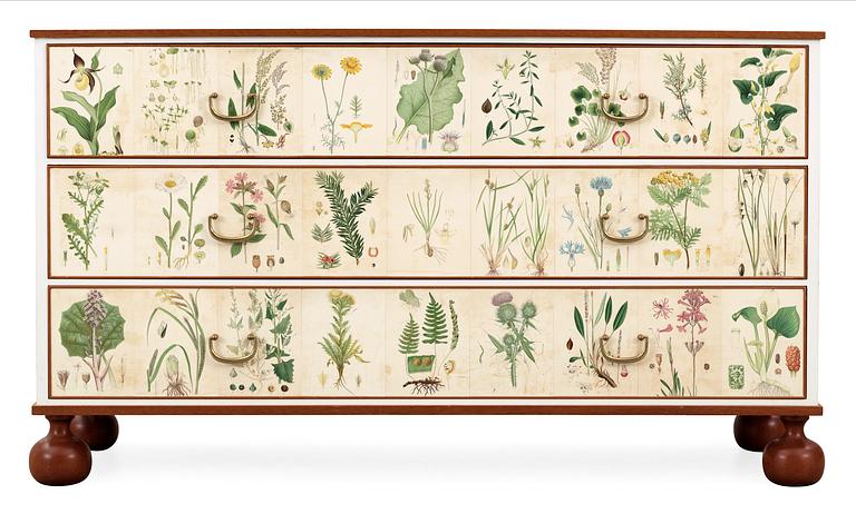 A Josef Frank chest of drawers, 'Flora' by Svenskt Tenn, model 1050.