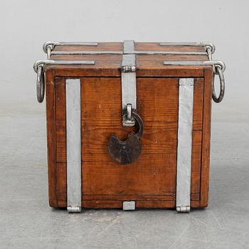 A 19th Century pine strong box.