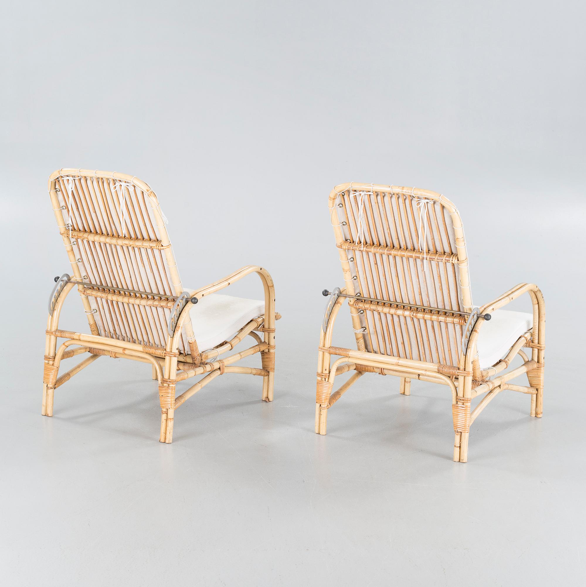 A pair of rattan armchairs from second half of the 20th century.