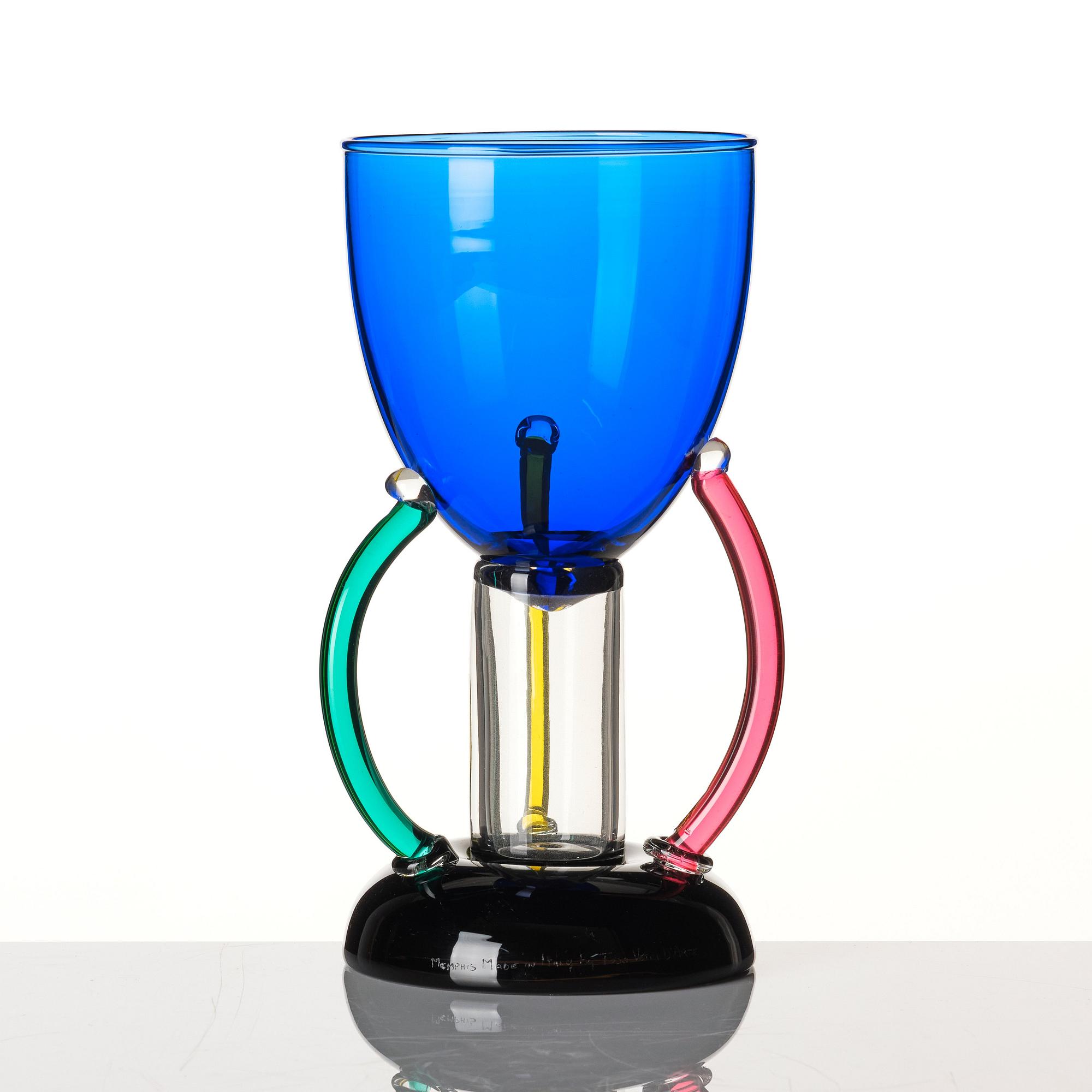 Ettore Sottsass, a Memphis glass goblet 'Deneb', Toso Vetri d'Arte, Italy, 1980s.