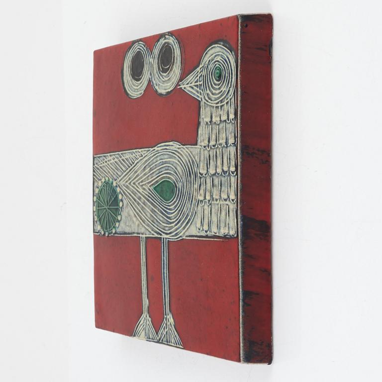 Lisa Larson, väggplakett, "Drillsnäppa", Gustavsberg, 1966–1975.