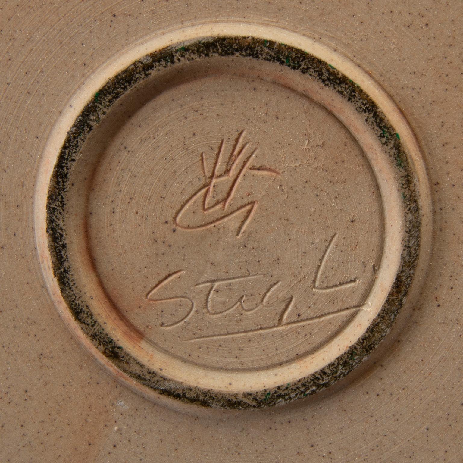 Stig Lindberg, a stoneware dish, Gustavsberg Studio, Sweden 1968.