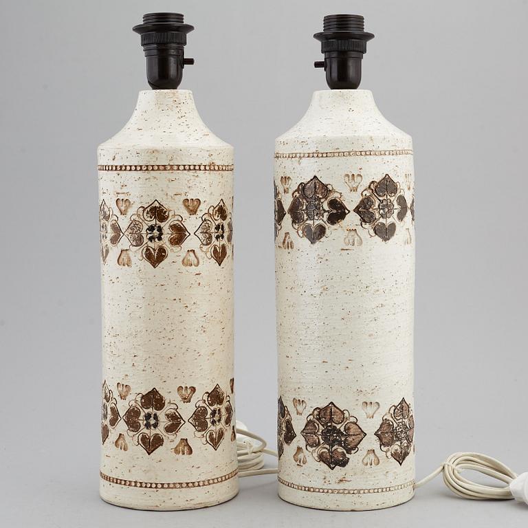 A pair of Bitossi stoneware table lights, Italy.