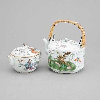 KANNOR, 2 st, porslin, Kina, 1800-tal.