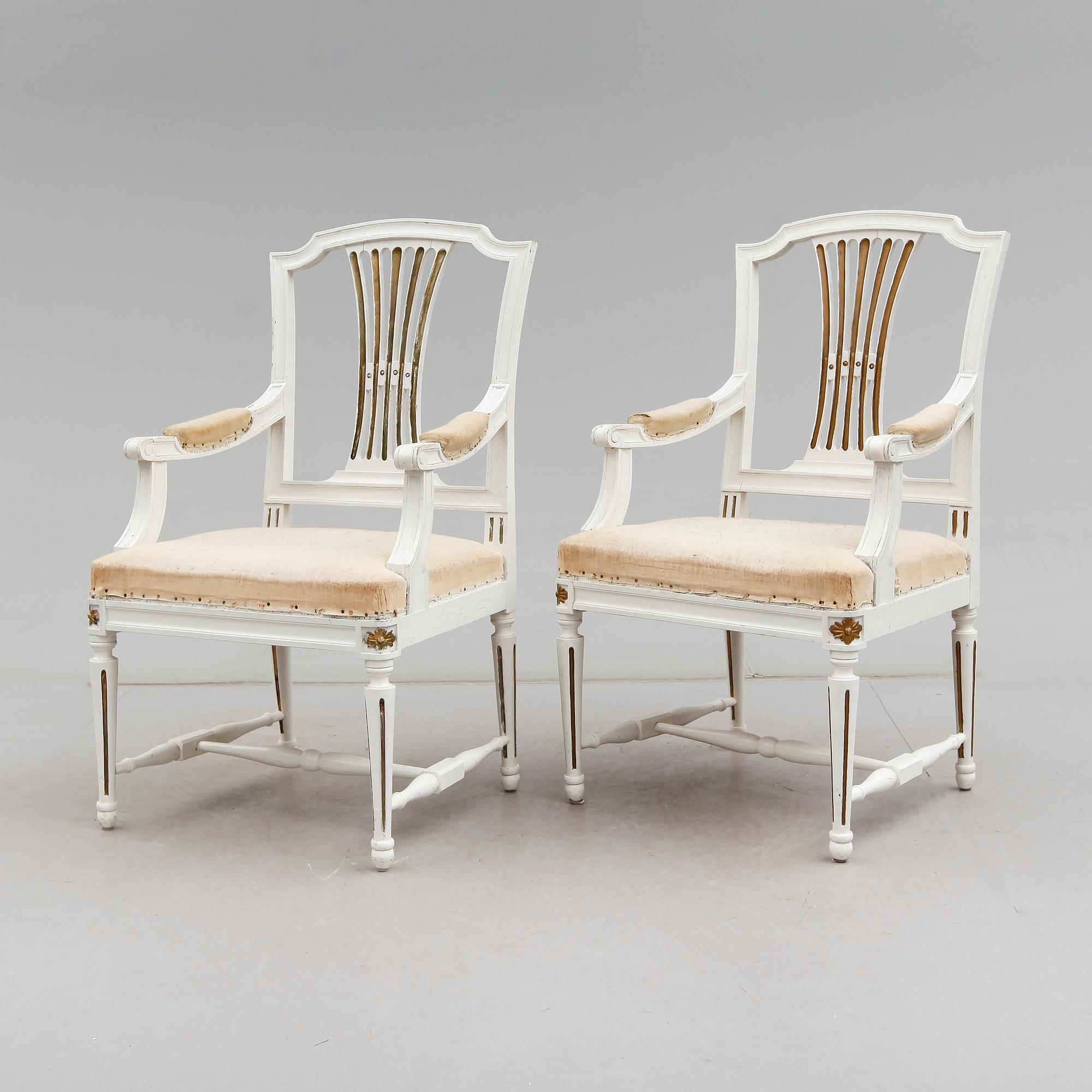 KARMSTOLAR, 1 par, gustaviansk stil, 1800-/1900-tal.