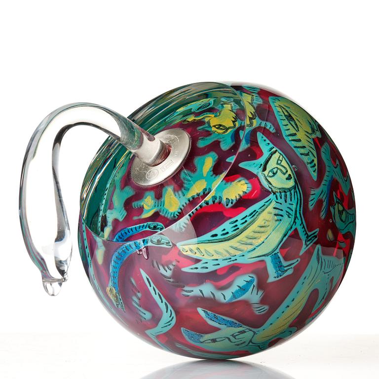 Ulrica Hydman-Vallien, a unique "Kabale" glass sculpture/ vase, Kosta Boda, Sweden 1987.