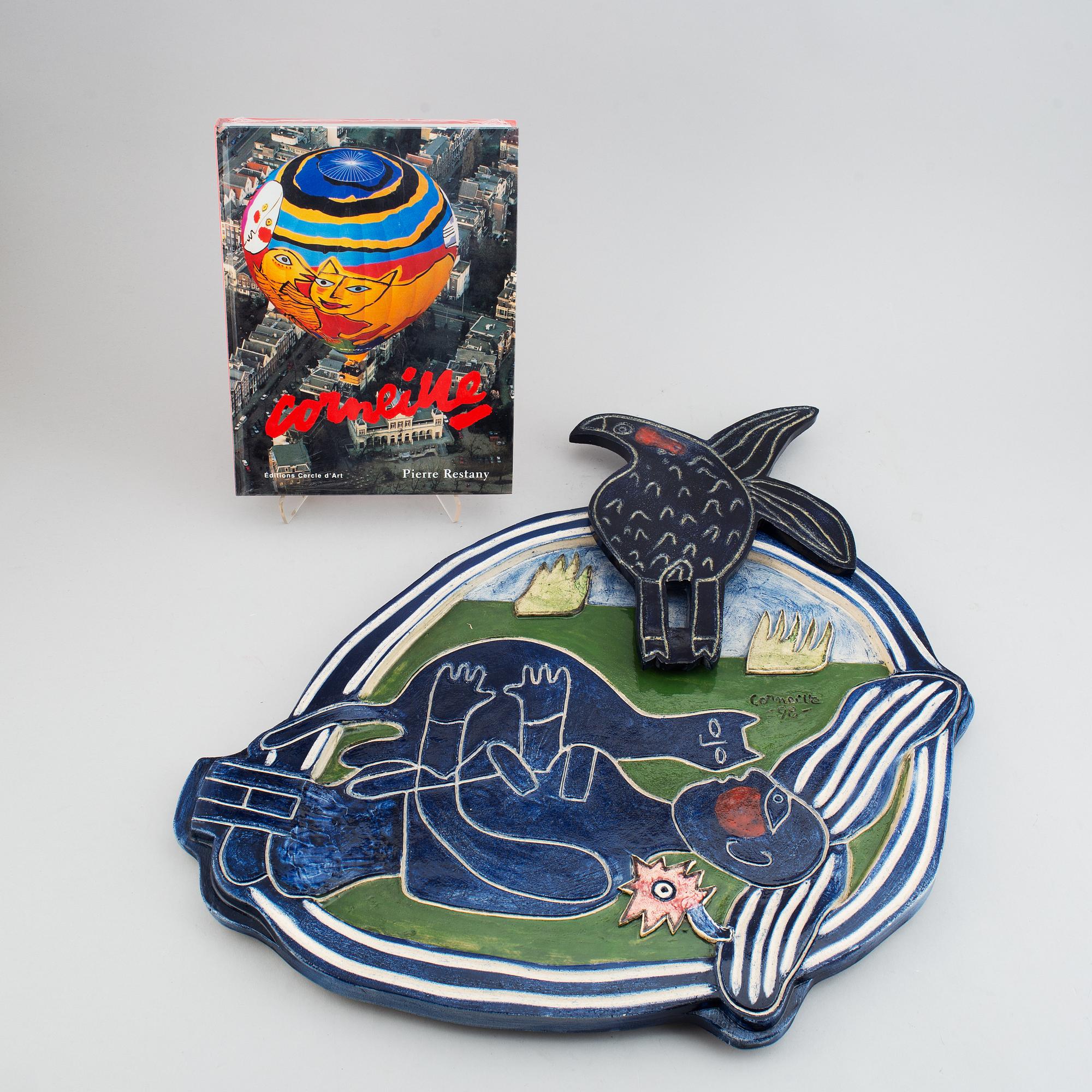Beverloo Corneille, a painted ceramic wall sculpture, signed, numbered 18/40 and dated -98.