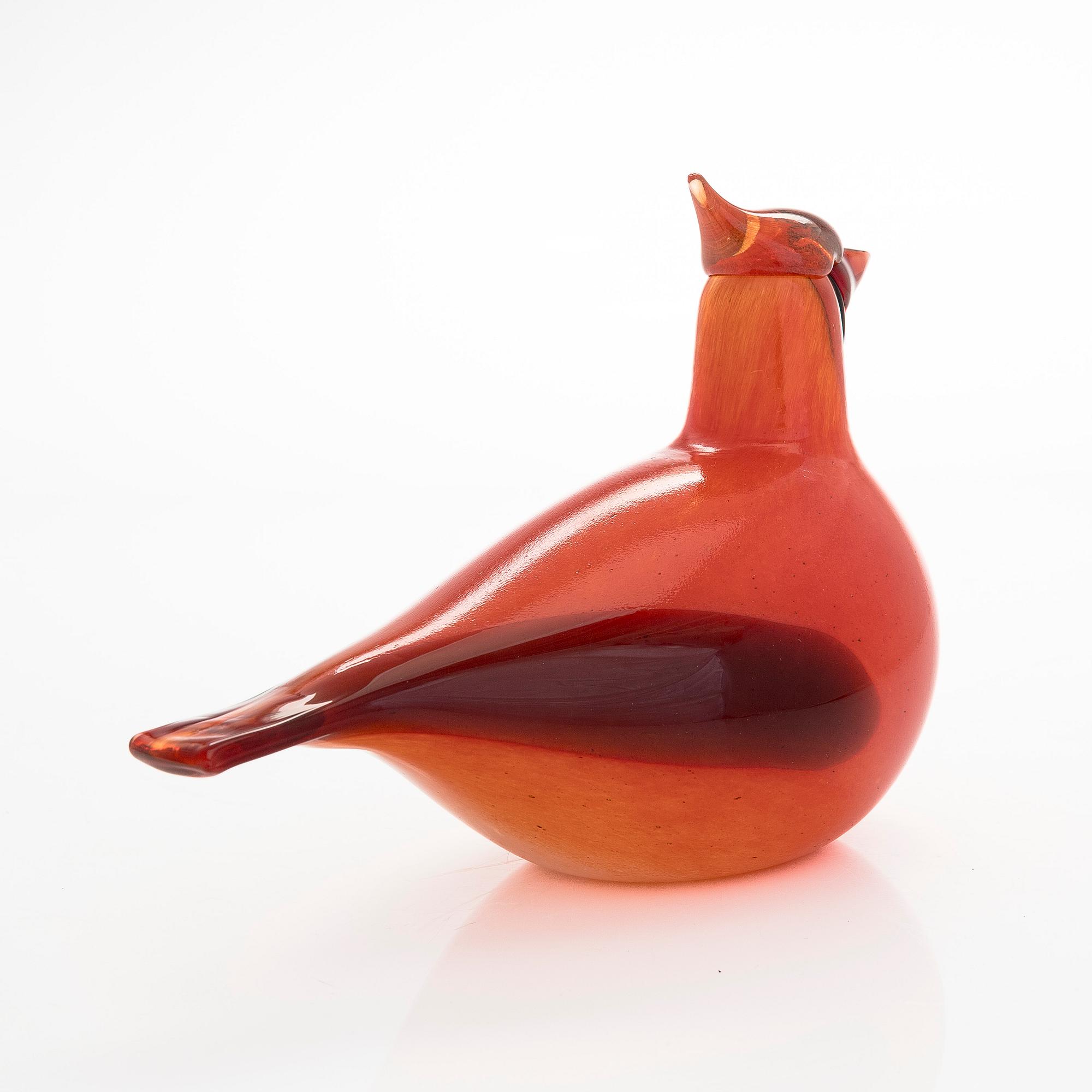 Oiva Toikka, lasilintu, "Kardinaali", signeerattu O. Toikka Iittala.